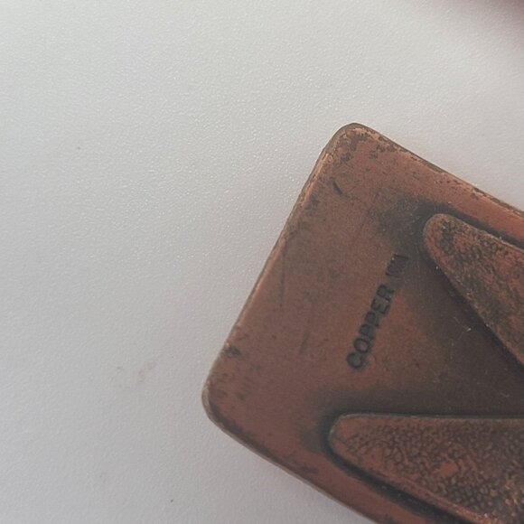 Copper Cuff Bracelet Etched Buffalo Dancer Rainbow Yei Design WM - Picture 7 of 11